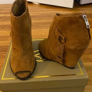Ash Women’s Brown Wedge Open Toe Heels With Fringe Size 37